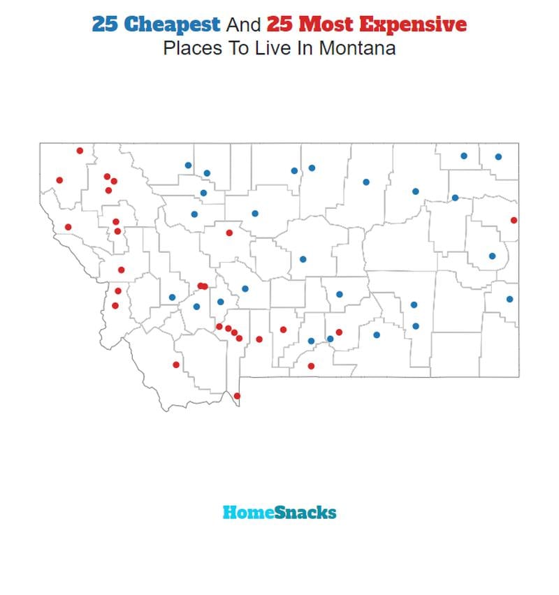 Map Of The Cheapest Places To Live In Montana