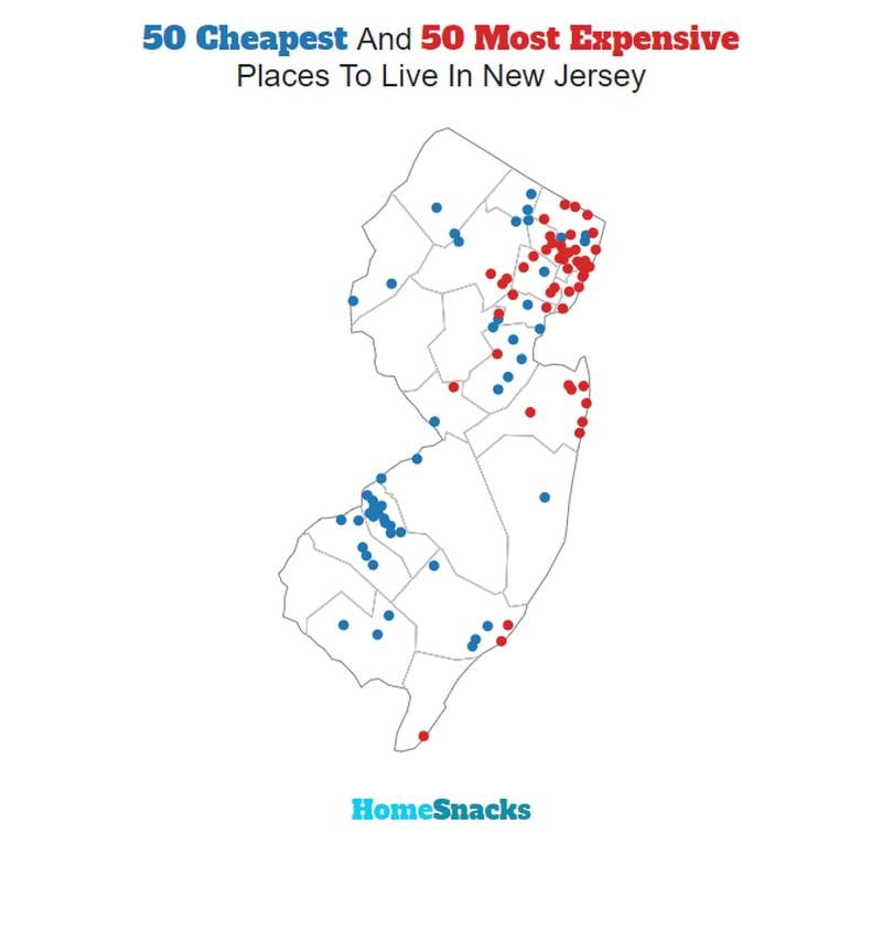 Map Of The Cheapest Places To Live In New Jersey