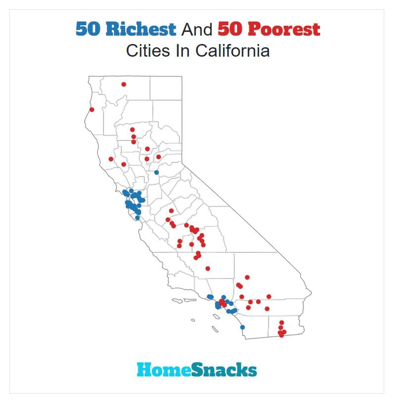 Map Of The Richest Places To Live In California