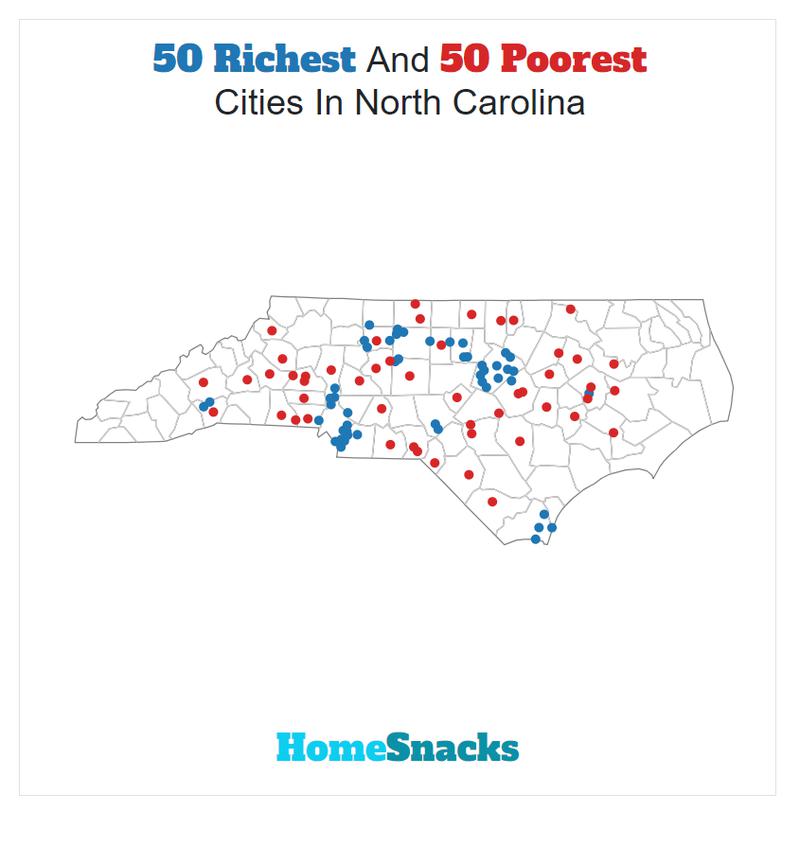 Map Of The Richest Places To Live In North Carolina