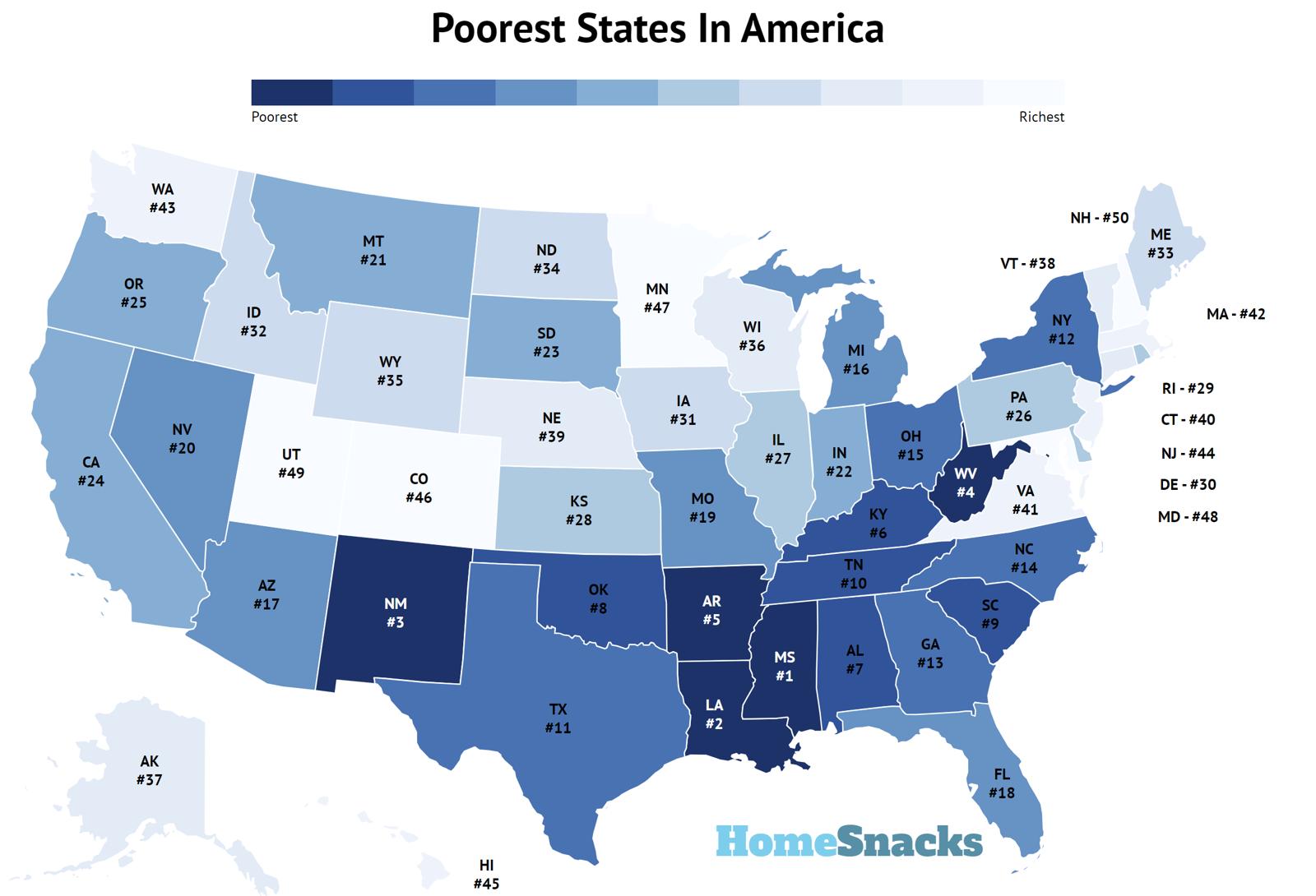 Poorest States In America Map