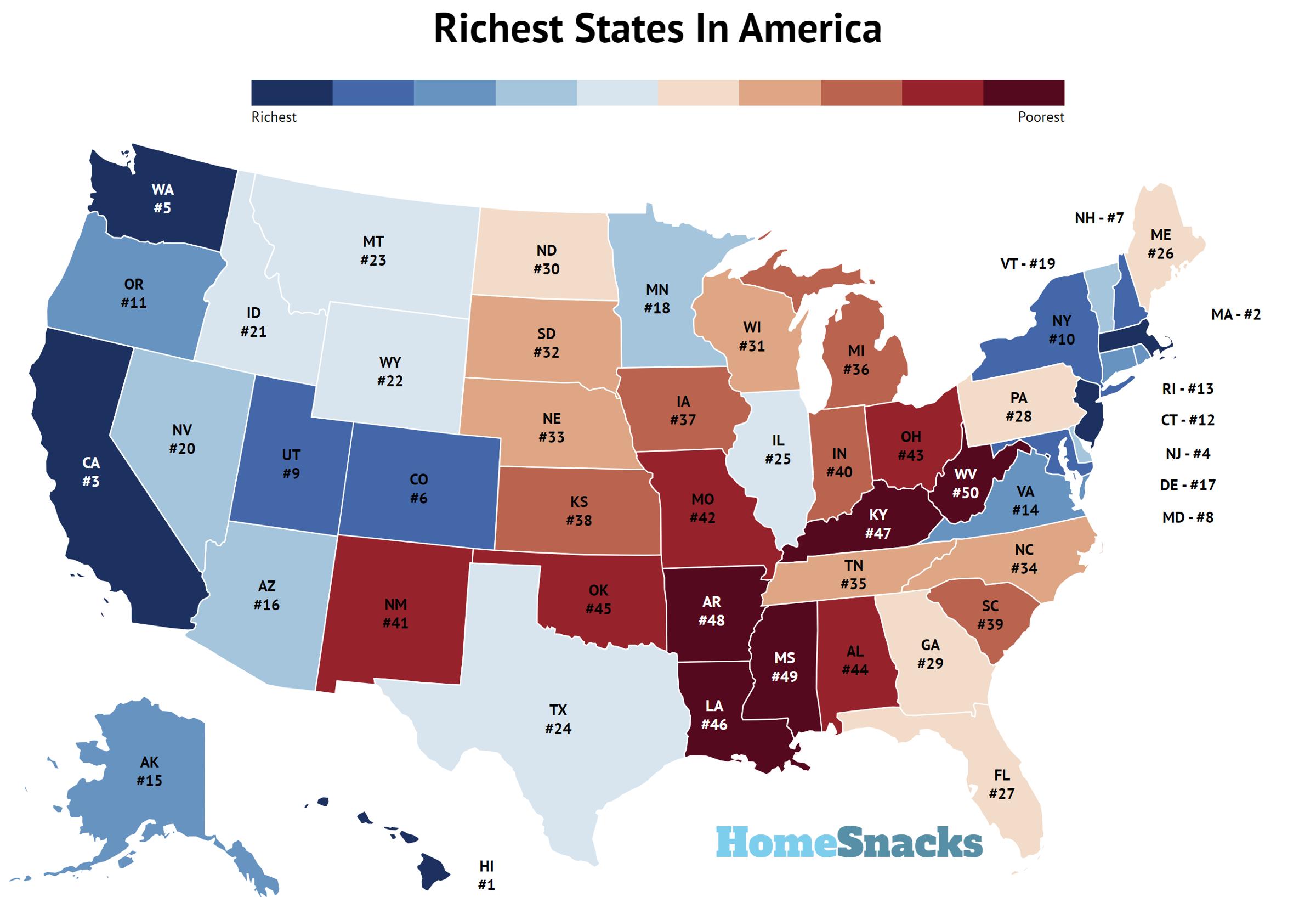 Richest States In America Map