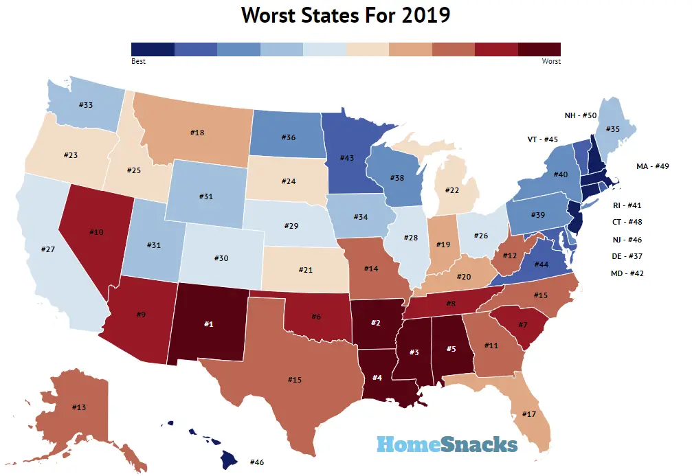 Worst states for 2019 - Page 2 Worst-states-2019-in-america-map