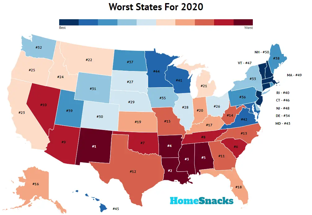 Worst States In America, 2020 - RoadSnacks
